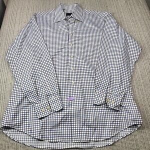 Scott Barber Dress Shirt Mens XL Regular Fit Multicolor Check Cotton Long Sleeve